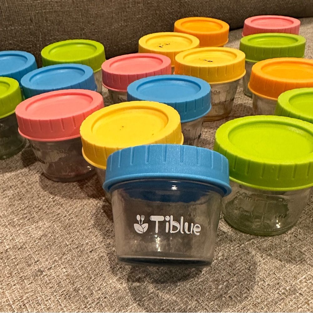 21 Tiblue glass 4 oz baby food containers